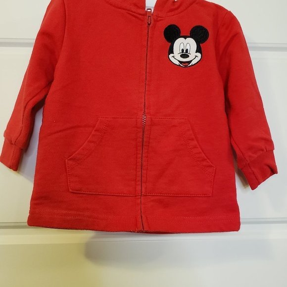 Disney Baby Embroidered Mickey Mouse Zipper Sweatshirt Hoodie - Size: 12M - Picture 8 of 11
